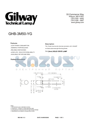 GHB-3M50-YG datasheet - T-1 (3mm) SOLID STATE LAMP
