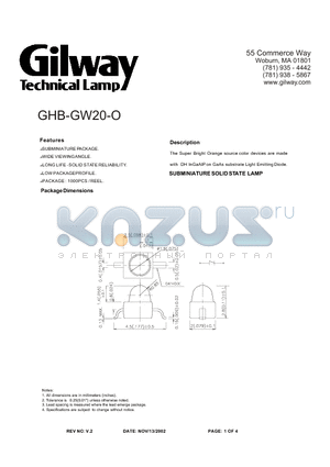 GHB-GW20-O datasheet - SUBMINIATURE SOLID STATE LAMP