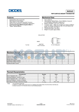 MJD32C datasheet - PNP SURFACE MOUNT TRANSISTOR