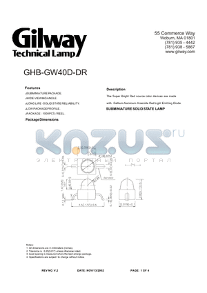 GHB-GW40D-DR datasheet - SUBMINIATURE SOLID STATE LAMP