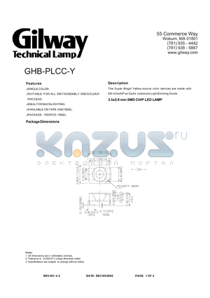 GHB-PLCC-Y datasheet - 3.5x2.8 mm SMD CHIP LED LAMP