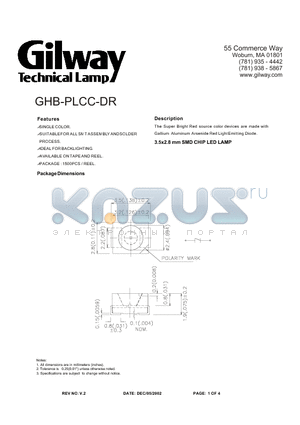 GHB-PLCC-DR datasheet - 3.5x2.8 mm SMD CHIP LED LAMP