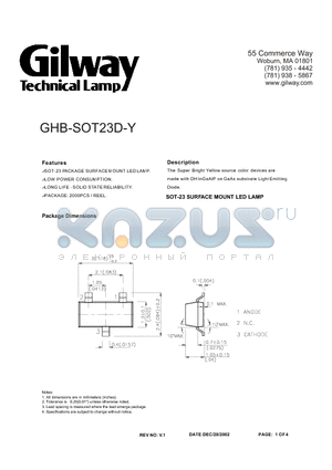 GHB-SOT23D-Y datasheet - SOT-23 SURFACE MOUNT LED LAMP