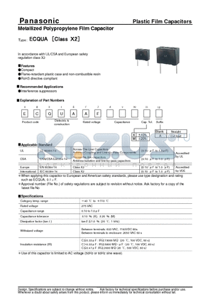 ECQUA datasheet - Metallized Polypropylene Film Capacitor