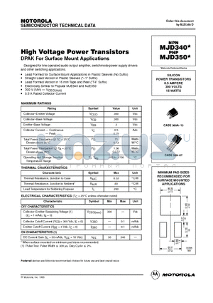 MJD350 datasheet - SILICON POWER TRANSISTORS