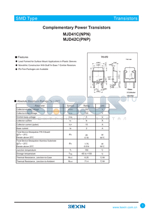 MJD41C datasheet - Complementary Power Transistors