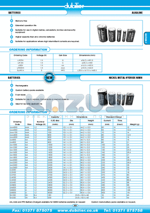 LR20X datasheet - BATTERIES ALKALINE