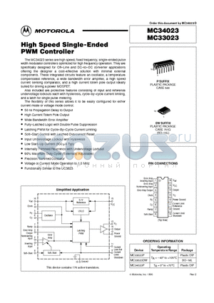 MC33023P datasheet - High Speed Single-Ended PWM Controller