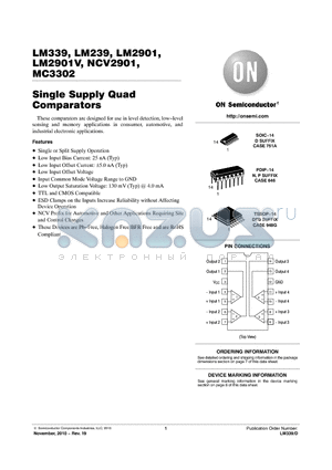 MC3302DG datasheet - Single Supply Quad Comparators