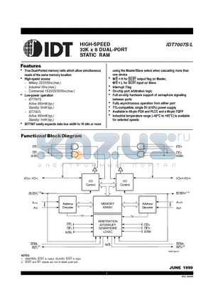 IDT7007L25GB datasheet - HIGH-SPEED 32K x 8 DUAL-PORT STATIC RAM