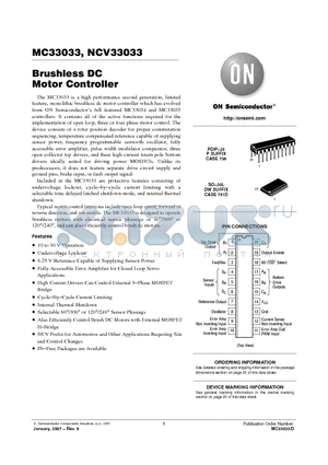 MC33033DWR2G datasheet - Brushless DC Motor Controller