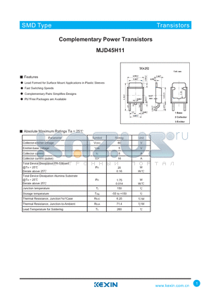 MJD45H11 datasheet - Complementary Power Transistors