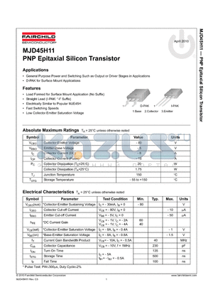 MJD45H11_10 datasheet - PNP Epitaxial Silicon Transistor