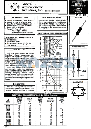 GHV-3 datasheet - BIDIRECTIONAL SURGE SUPPESSORS