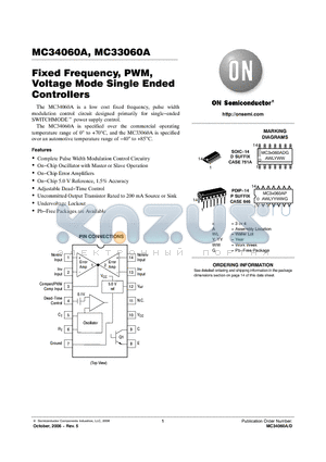 MC33060ADG datasheet - Fixed Frequency, PWM, Voltage Mode Single Ended Controllers