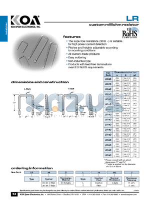 LR29DL1020LJ datasheet - custom milliohm resistor