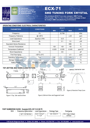 ECS-.327-7-38-TR datasheet - SMD TUNING FORK CRYSTAL