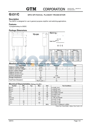 GI31C datasheet - NPN EPITAXIAL PLANAR TRANSISTOR