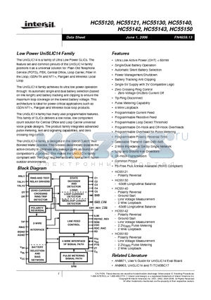 HC55121 datasheet - Low Power Universal SLIC Family