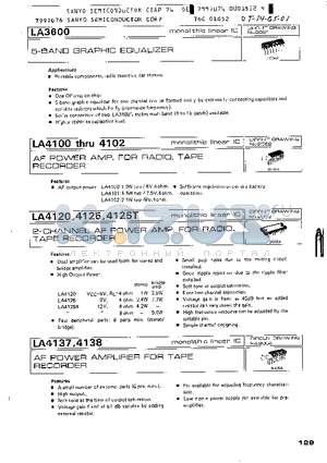 LA4120 datasheet - 2-CHANNEL AF POWER AMP, FOR RADIO, TAPE RECORDER