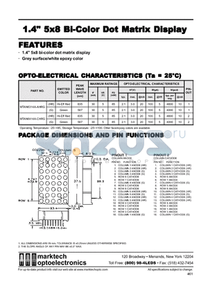 MTAN6414A-CHRG datasheet - Marktech 1.40 5x8 Bi−Color Dot Matrix