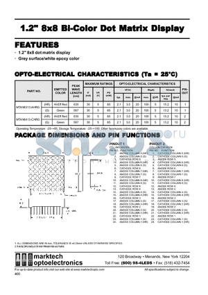 MTAN6413-CHRG datasheet - Marktech 1.20 8x8 Bi−Color Dot Matrix