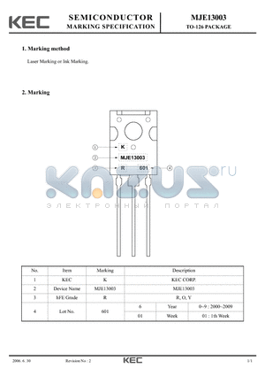 MJE13003 datasheet - TO-126 PACKAGE