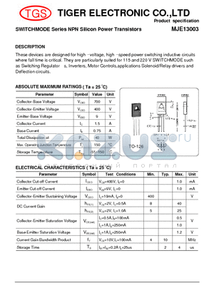 MJE13003 datasheet - SWITCHMODE Series NPN Silicon Power Transistors