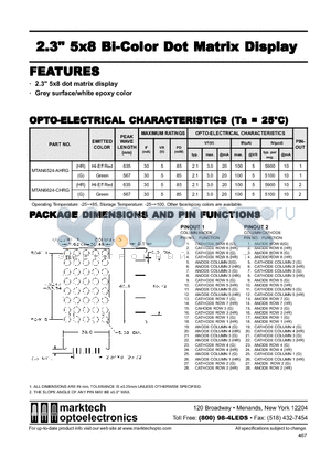 MTAN6524-AHRG datasheet - Marktech 2.30 5x8 Bi−Color Dot Matrix