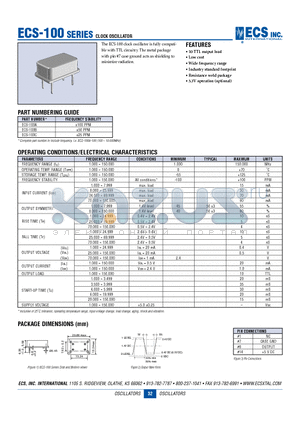 ECS-100 datasheet - CLOCK OSCILLATOR