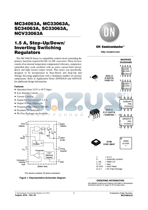 MC33063AVDG datasheet - 1.5 A, Step−Up/Down/ Inverting Switching Regulators