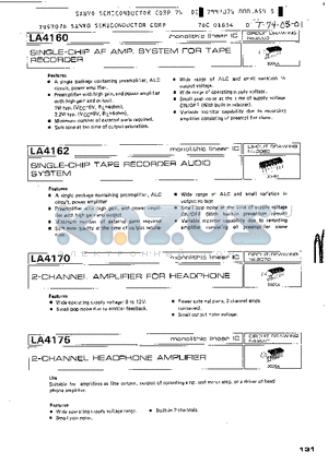 LA4162 datasheet - SINGLE-CHIP AF AMPLIFIER