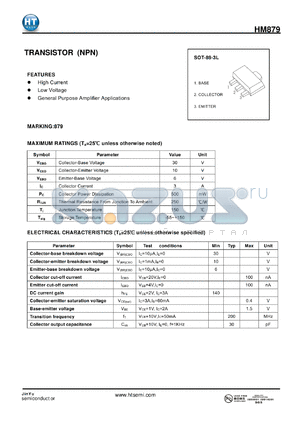 HM879 datasheet - TRANSISTOR (NPN)