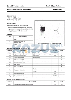 MJE13004 datasheet - Silicon NPN Power Transistors