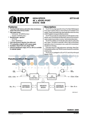 IDT7014S12PFI datasheet - HIGH-SPEED 4K x 9DUAL-PORT STATIC RAM