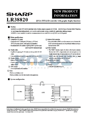 LR38820 datasheet - QVGA TFT-LCD controller with graphic display functions
