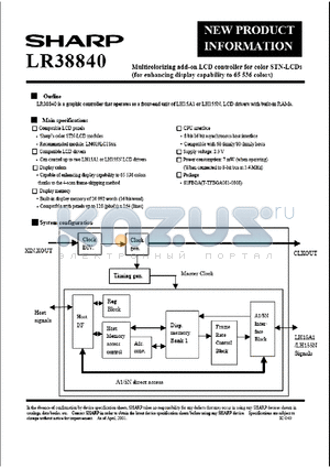 LR38840 datasheet - Multicolorizing add-on LCD controller for color STN-LCDs