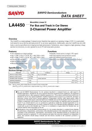 LA4450_10 datasheet - For Bus and Track in Car Stereo 2-Channel Power Amplifier