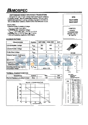 MJE13007 datasheet - POWER TRANSISTORS(8A,300-400V,80W)