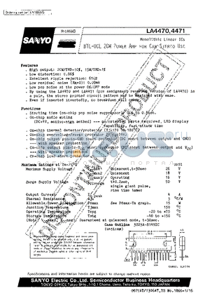 LA4471 datasheet - BTL-OCL 20W Power Amp For Car Stereo Use