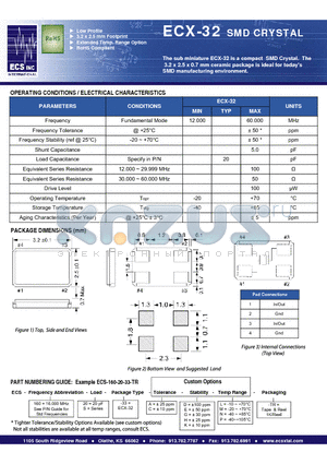 ECS-160-20-33-A-E-L-TR datasheet - SMD CRYSTAL