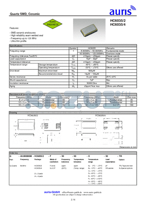 HC6035/2 datasheet - Quartz SMD, Ceramic