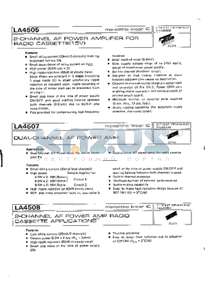 LA4507 datasheet - 2-CHANNEL AF POWER AMPLIFIER FOR RADIO CASSETTE(15V)