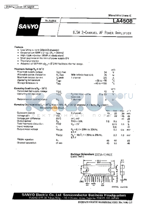 LA4508 datasheet - 8.5W 2-Channel AF Power Amplifier