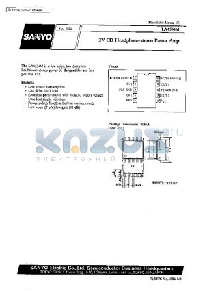 LA4534M datasheet - 3V CD Headphone-stereo Power Amp