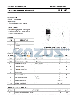 MJE1320 datasheet - Silicon NPN Power Transistors