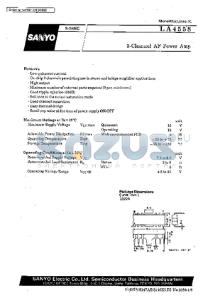 LA4558 datasheet - 2-Channel AF Power Amp