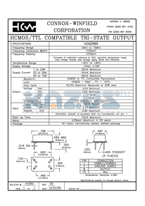 HC62R8R datasheet - HCMOS/TTL COMPATIBLE TRI-STATE OUTPUT