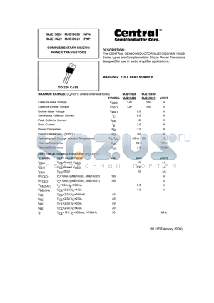 MJE15028 datasheet - COMPLEMENTARY SILICON POWER TRANSISTORS