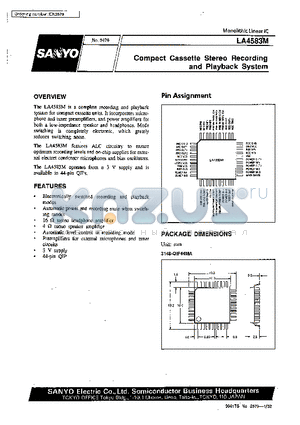 LA4583M datasheet - Compact Cassette Stereo Recording and Playback System